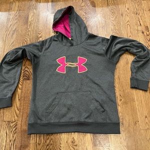🌈3/$20🌈 Under Armour Womens Hoodie Hooded Sweatshirt Grey Pink Medium